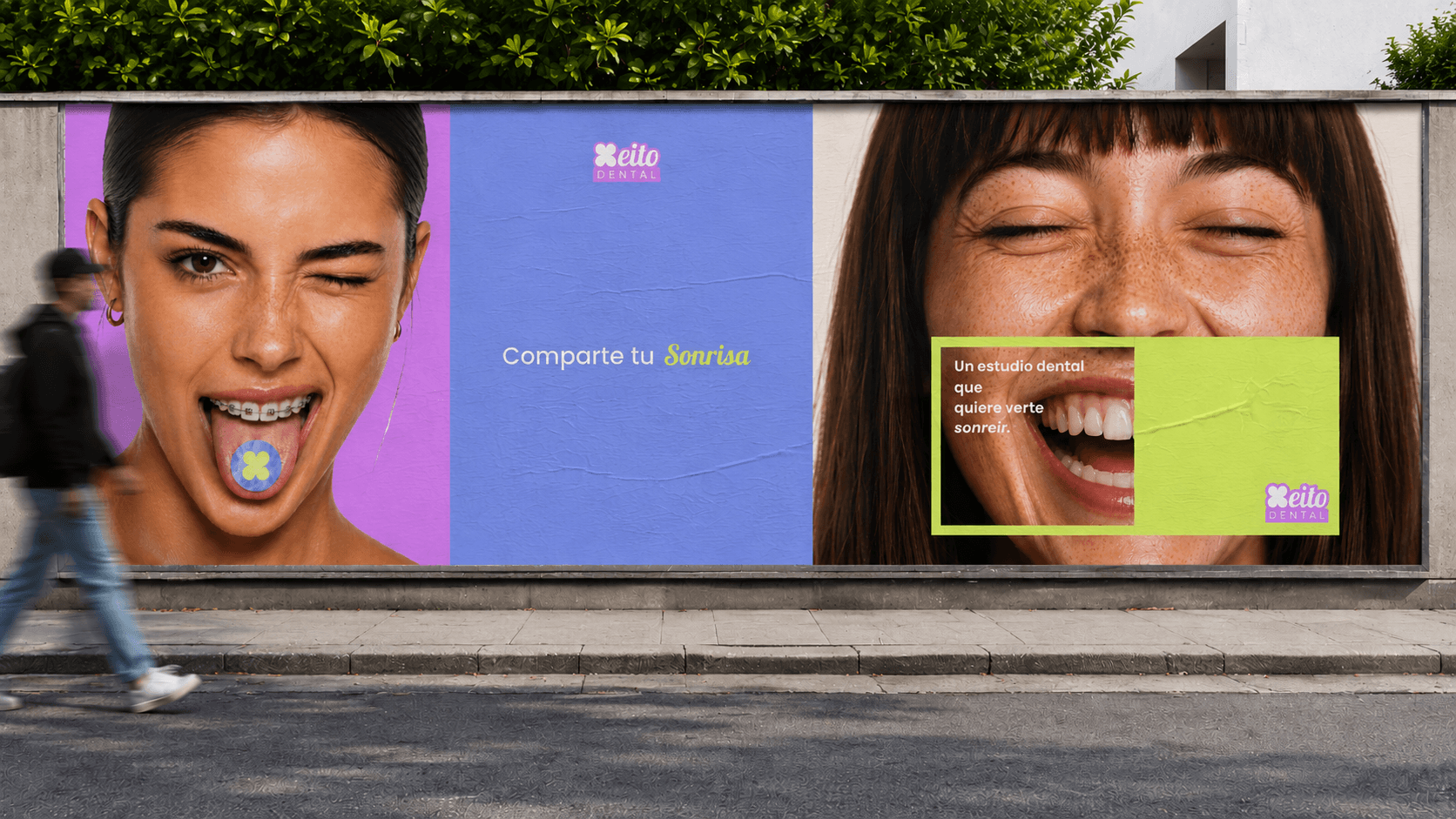 Valla publicitaria de la campaña Xeito Dental, Comparte tu sonrisa